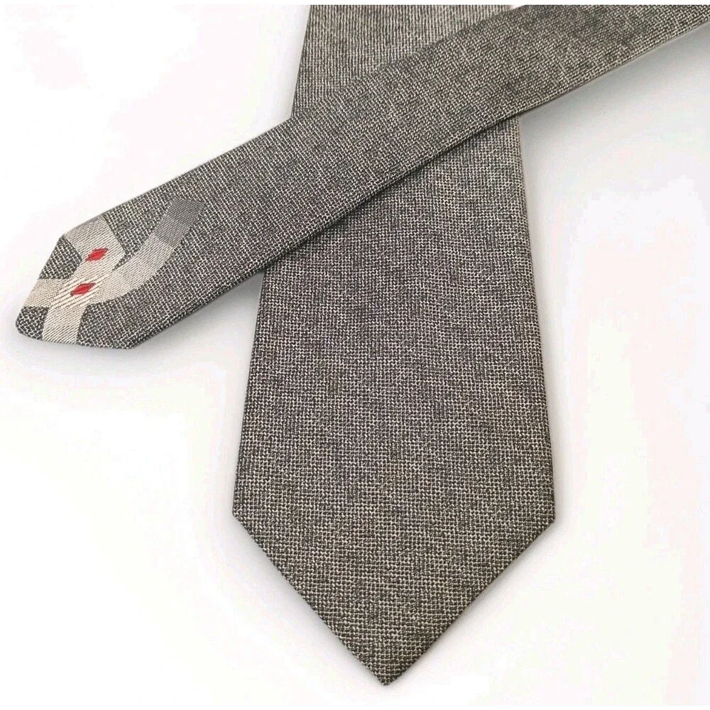 Adams Clothes imperial Group All Silk Tie 54 x 2.75 Black Grey w/Abstract Design